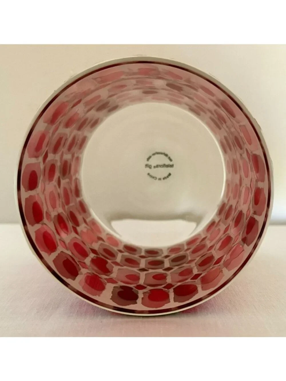 Teleflora Mosaic Glass Vase Pink Iridescent Art Glass Flower Vase